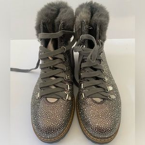 INC Pravale 3 Womens Embellished Textured Lace-Up Boot